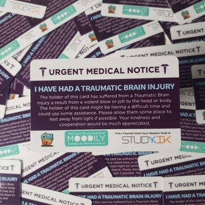 Traumatic Brain Injury Card, Traumatic Brain Injury Emergency Card ...