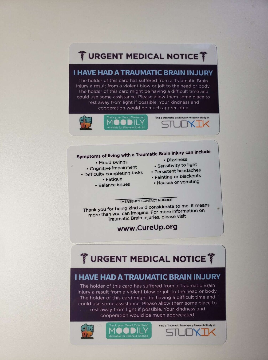 Traumatic Brain Injury Card Traumatic Brain Injury Emergency | Etsy
