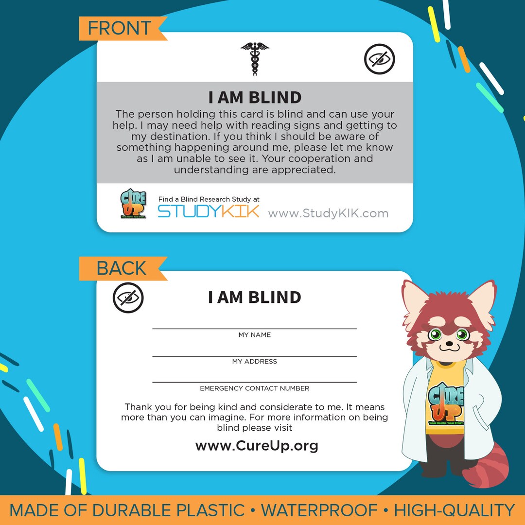 Blind Card, Blind Emergency Card, Blind Medical Card, Blind Alert Card Etsy