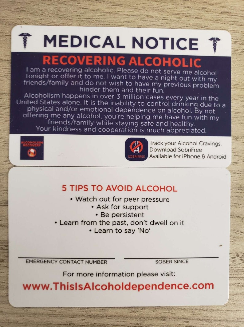 Recovering Alcoholic Card Recovering Alcoholic Emergency Etsy
