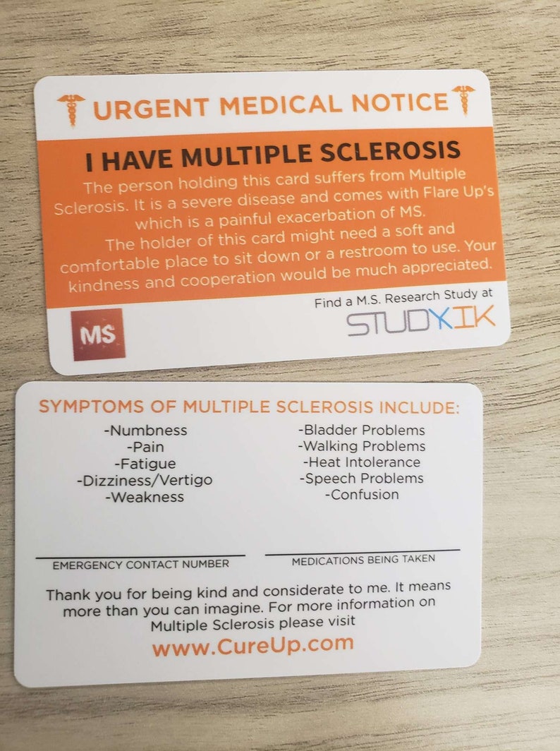 Multiple Sclerosis Emergency Card