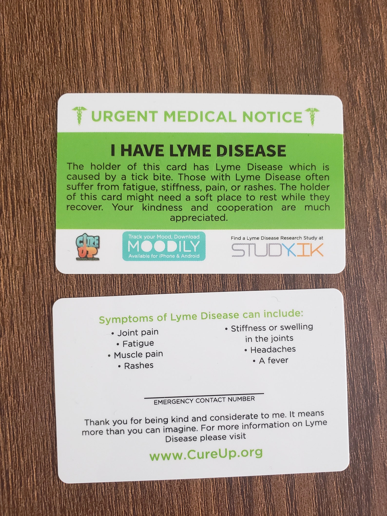 Lyme Disease Disorder Card Lyme Disease Emergency Card Lyme Etsy