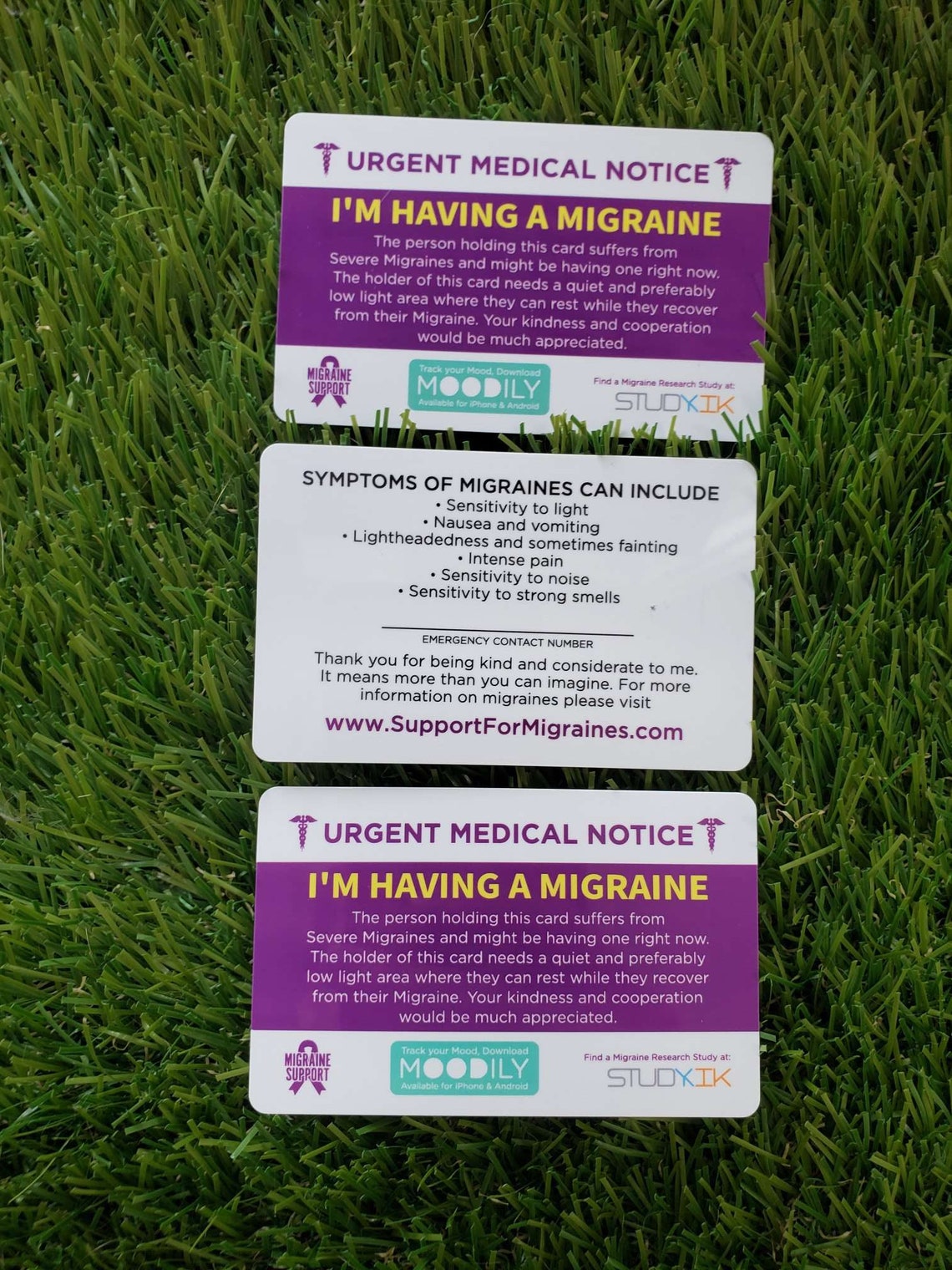 Migräne-Karte Migräne Notfall-Karte Migräne medizinische | Etsy