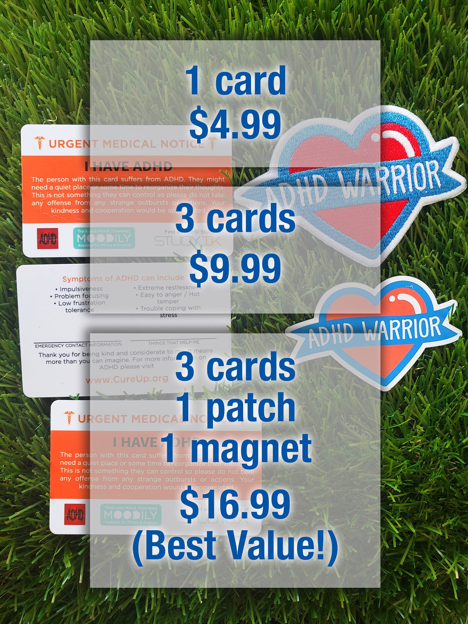ADHD Card ADHD Emergency Card ADHD Medical Card Attention Etsy