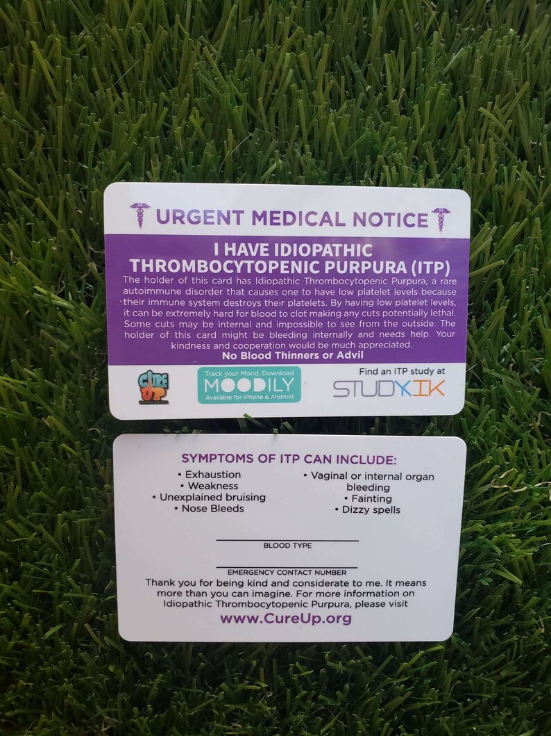 Idiopathic Thrombocytopenic Purpura ITP Disorder Card | Etsy