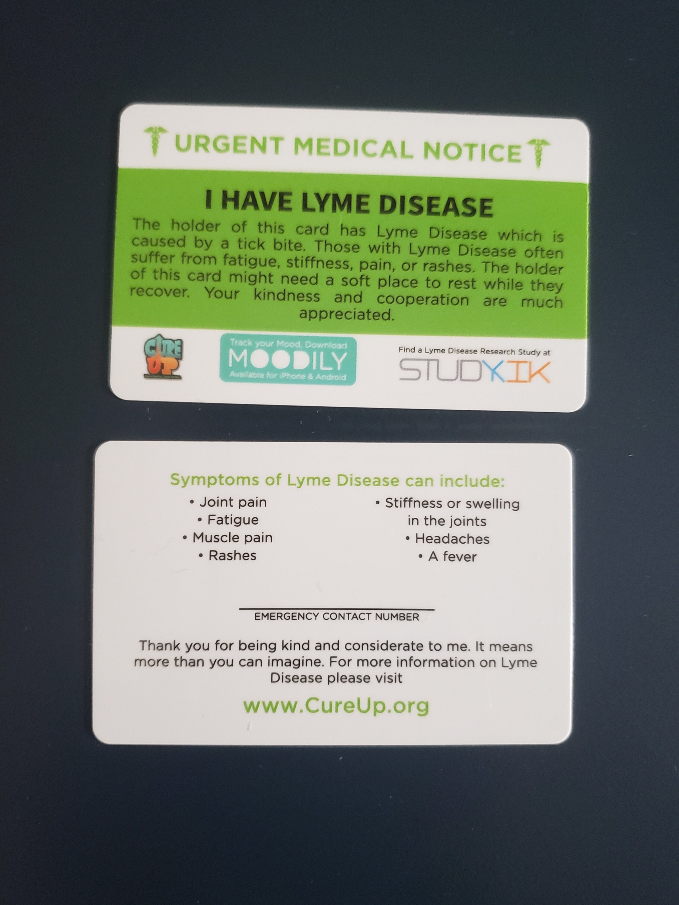 Lyme Disease Disorder Card Lyme Disease Emergency Card Lyme Etsy