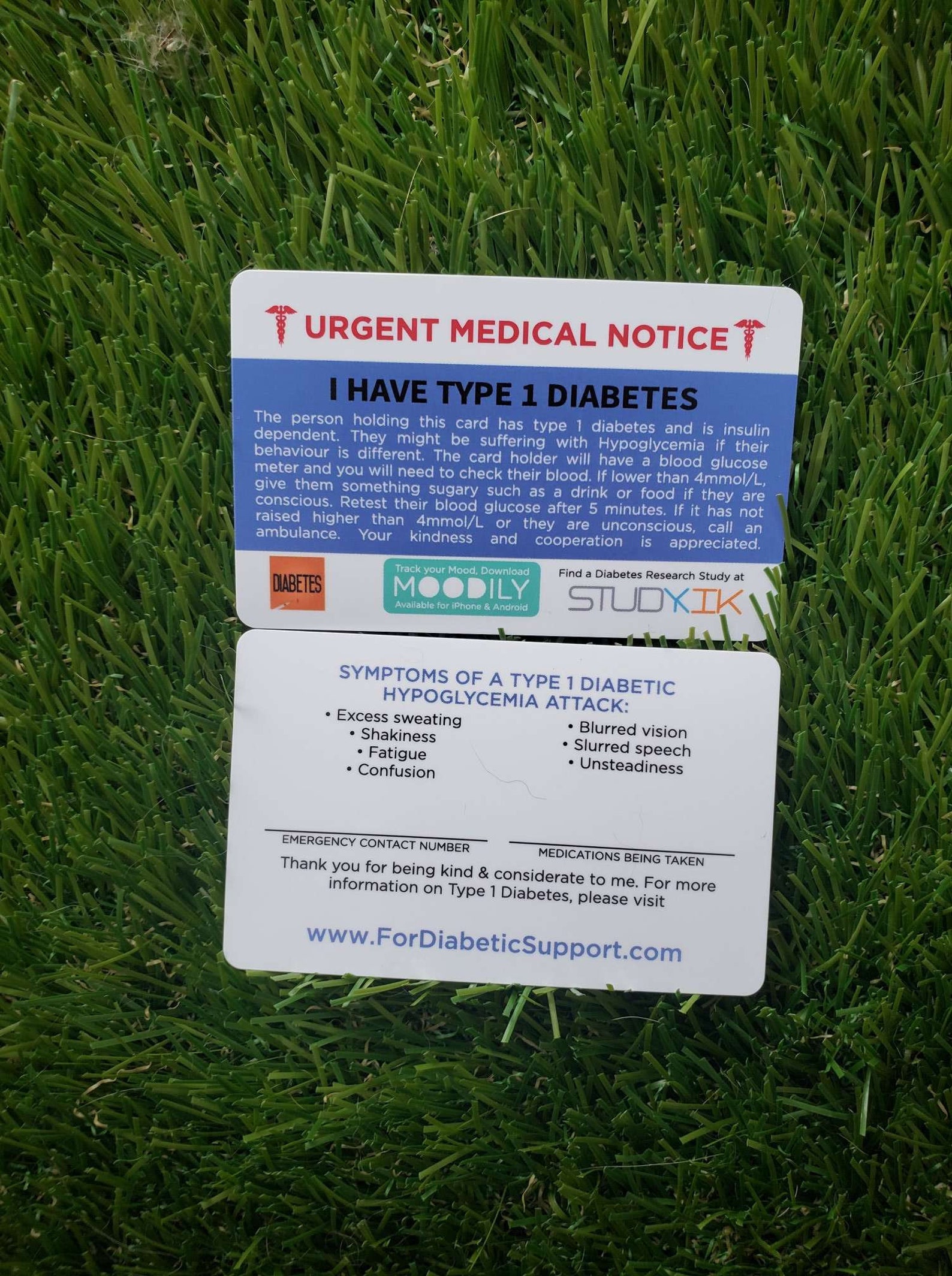 Type 1 Diabetes Card Type 1 Diabetes Emergency Card Type 1 Etsy
