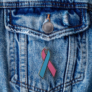 Pregnancy Loss Awareness Ribbon Pin - Pink and Baby Blue Ribbon Pin