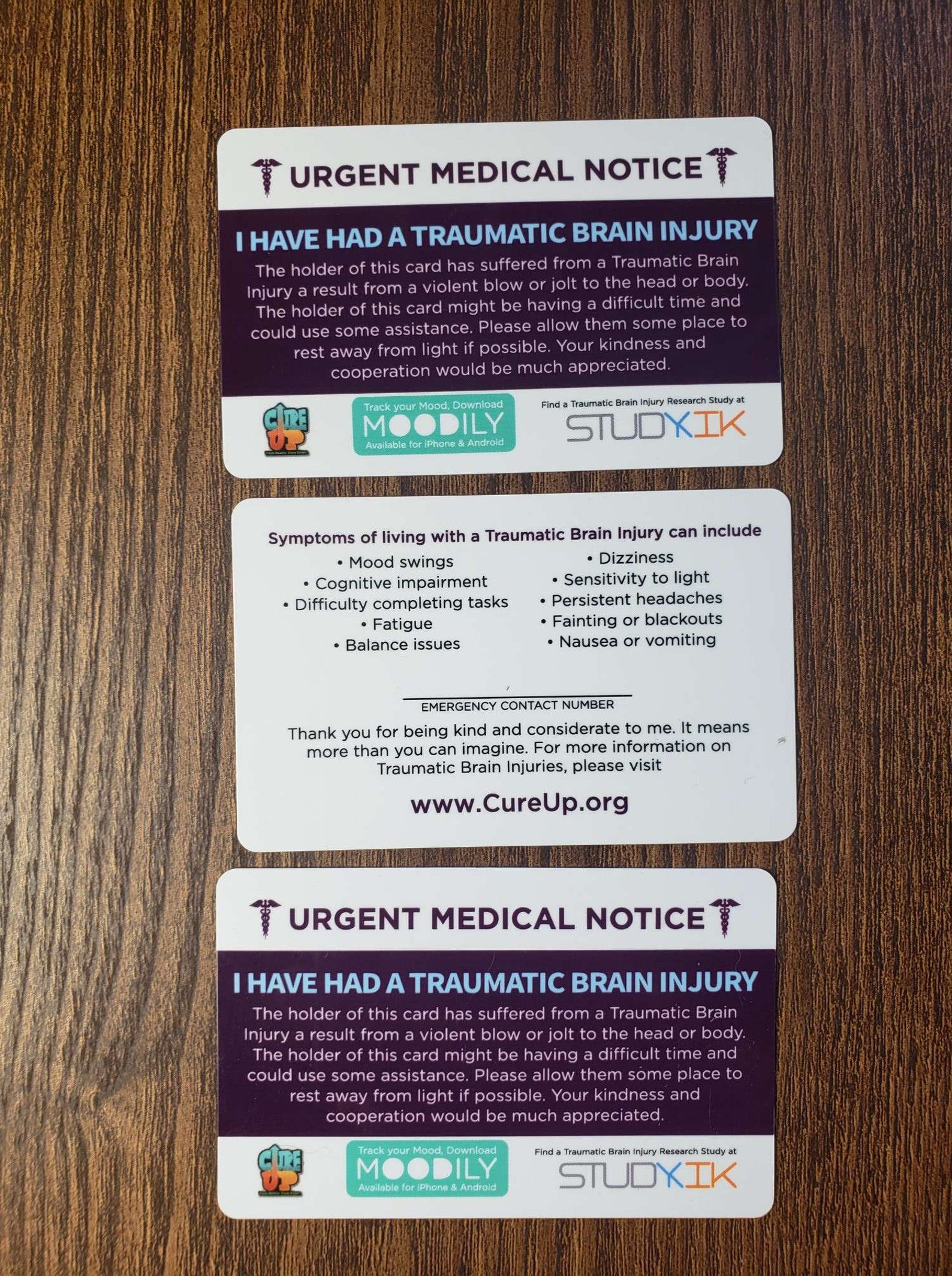 Traumatic Brain Injury Card Traumatic Brain Injury Emergency - Etsy