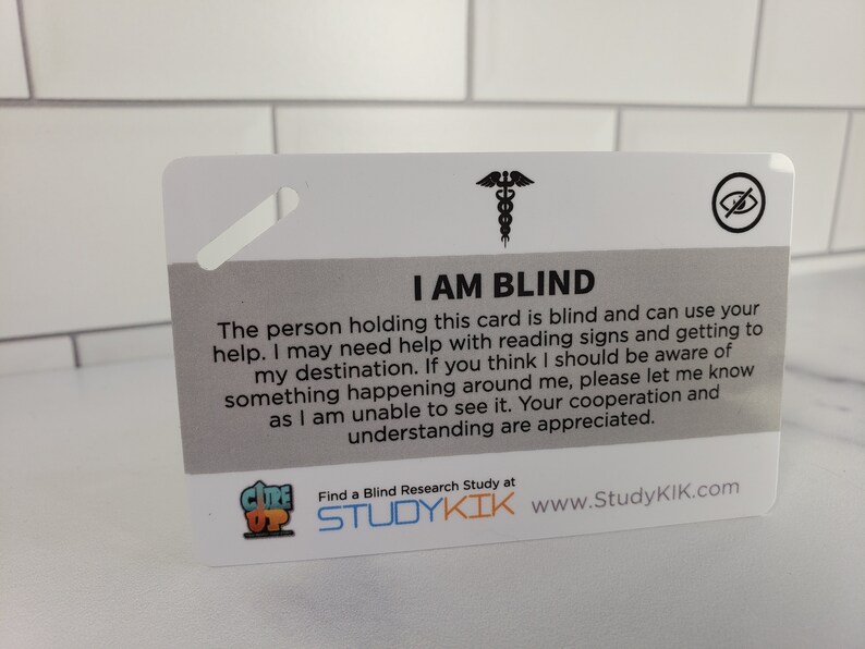 Blind Card Blind Emergency Card Blind Medical Card Blind Etsy
