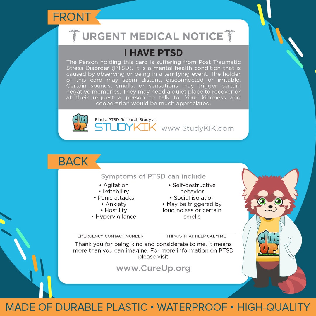 Post Traumatic Stress Disorder Card, PTSD Card, Post Traumatic Stress