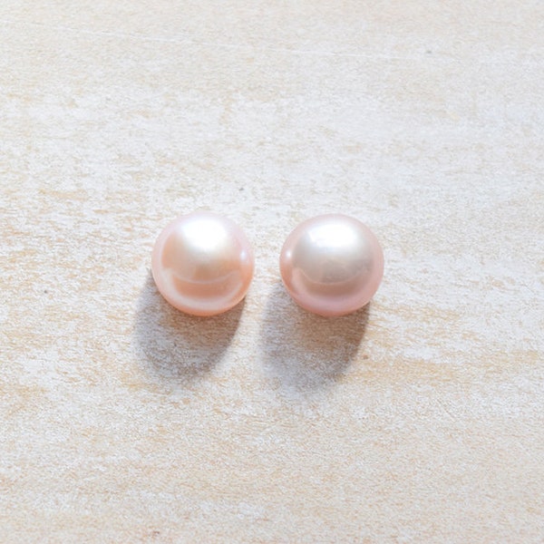Blush Pink Genuine Cultured Freshwater Pearl Luxury Stud or Clip On Earrings by BIODEMIA