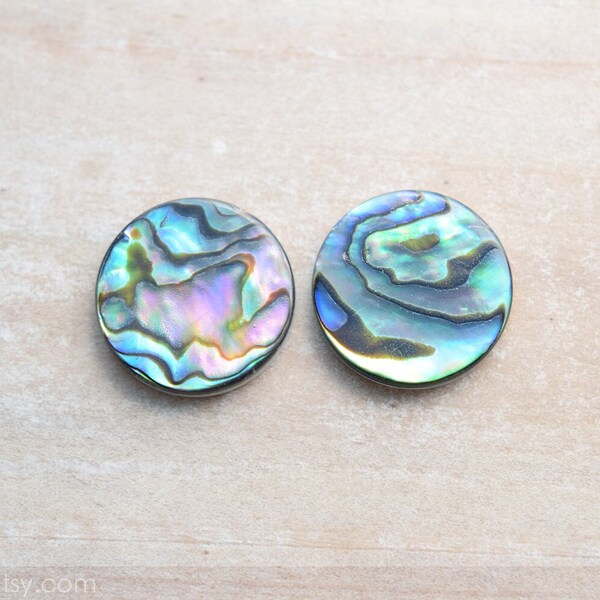 Oversized Natural New Zealand Abalone Shell Stud or Clip On Earrings by BIODEMIA