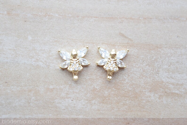 Magnetic Faerie Clear Zircon Gold Tone Metal Earrings by BIODEMIA