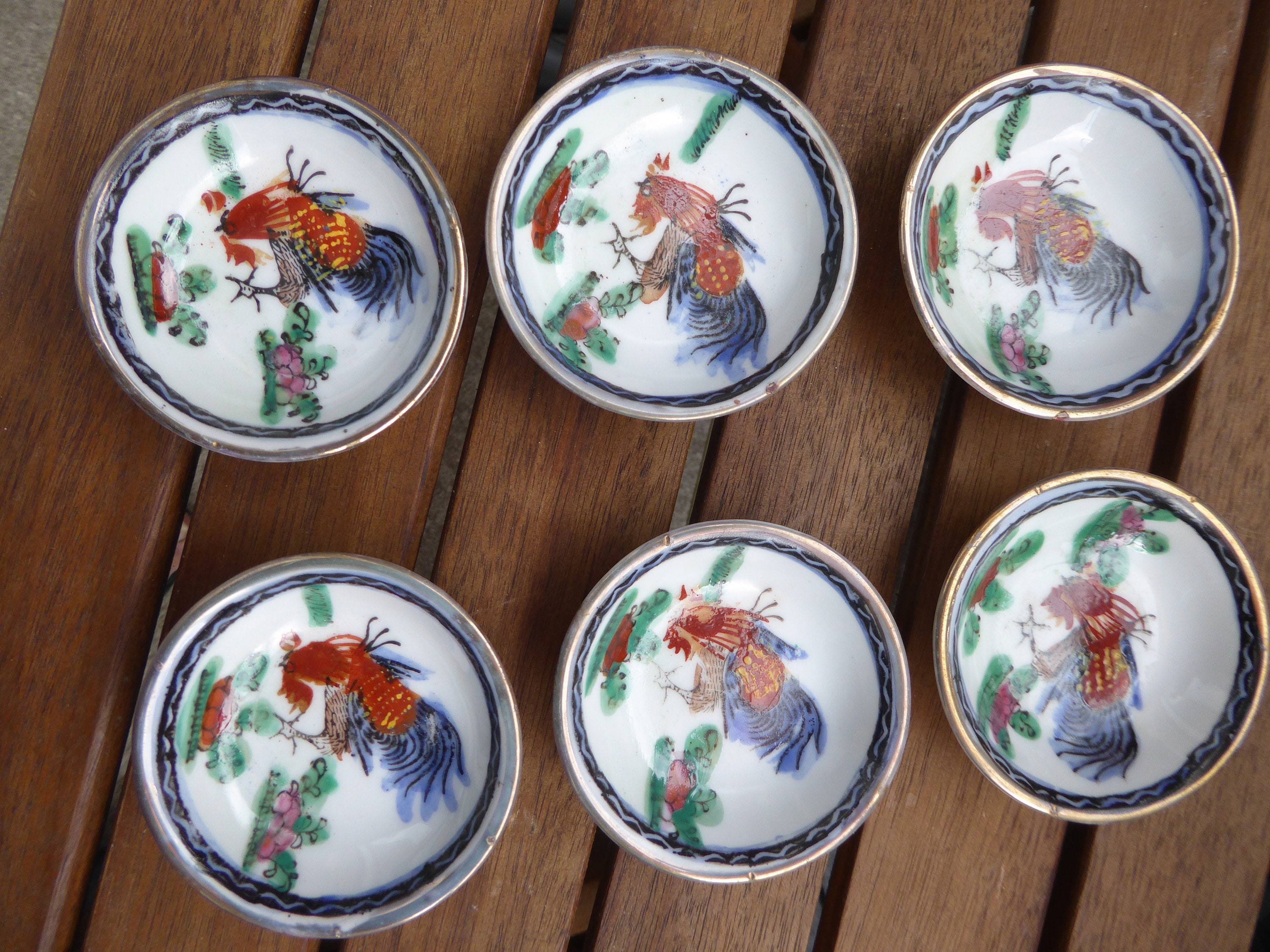 Coupelles Chinoises en Porcelaine Vintage Année 1980