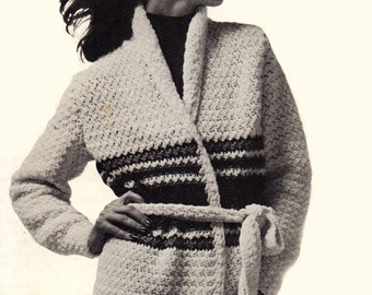 Crochet Pattern, Womens Long Sweater Coat Crochet Pattern, Sash Tied Sweater Pattern, INSTANT Download Pattern PDF (1111)