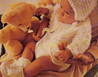Patrón de crochet para bebé, patrón de crochet para suéter de recién nacido con gorro y patucos, idea de regalo para baby shower, patrón de descarga INSTANTÁNEA PDF (1315)