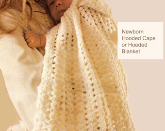 Baby Crochet Pattern, Hooded Baby Blanket Crochet Pattern, Newborn Crochet Pattern, Baby Shower Gift, INSTANT Download Pattern PDF (1314)