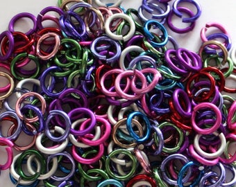 18g 3/16" ID Anodized Aluminum Jump Rings x 100 - Jewelry Supplies - Chainmaille Supplies