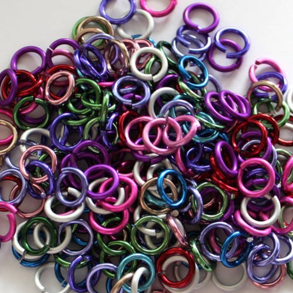 18g 3/16" ID Anodized Aluminum Jump Rings x 100 - Jewelry Supplies - Chainmaille Supplies