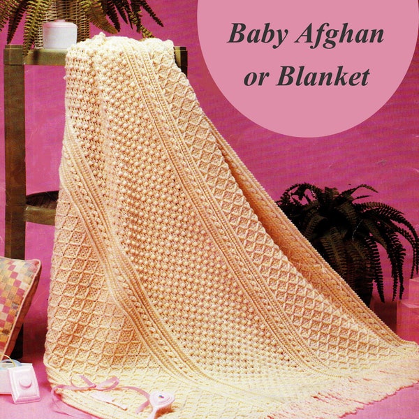 Baby Afghan Crochet Pattern, Aran Baby Blanket Crochet Pattern, Fisherman Crochet Afghan, INSTANT Download Pattern PDF (1317)