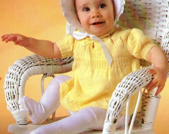 Baby Knitting Pattern, Baby Dress Knitting Pattern, 3 Ply or 4 Ply Baby Knitting Pattern, INSTANT Download Pattern PDF (2328)