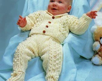 Baby Crochet Pattern, Crochet Aran Baby Sweater Pattern, Baby Pants, Booties, Mittens & Hat Patterns, INSTANT Download Pattern PDF (1337)
