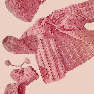 Baby Crochet Pattern, Crochet Baby Sweater Pattern with Hat, Cap, Booties, Baby Shower Gift, INSTANT Download Pattern PDF (1302)