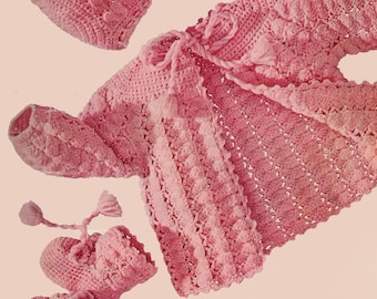 Baby Häkelanleitung, häkeln Baby Pullover Muster mit Hut, Mütze, Booties, Baby-Dusche-Geschenk, SOFORT Download Muster PDF (1302)