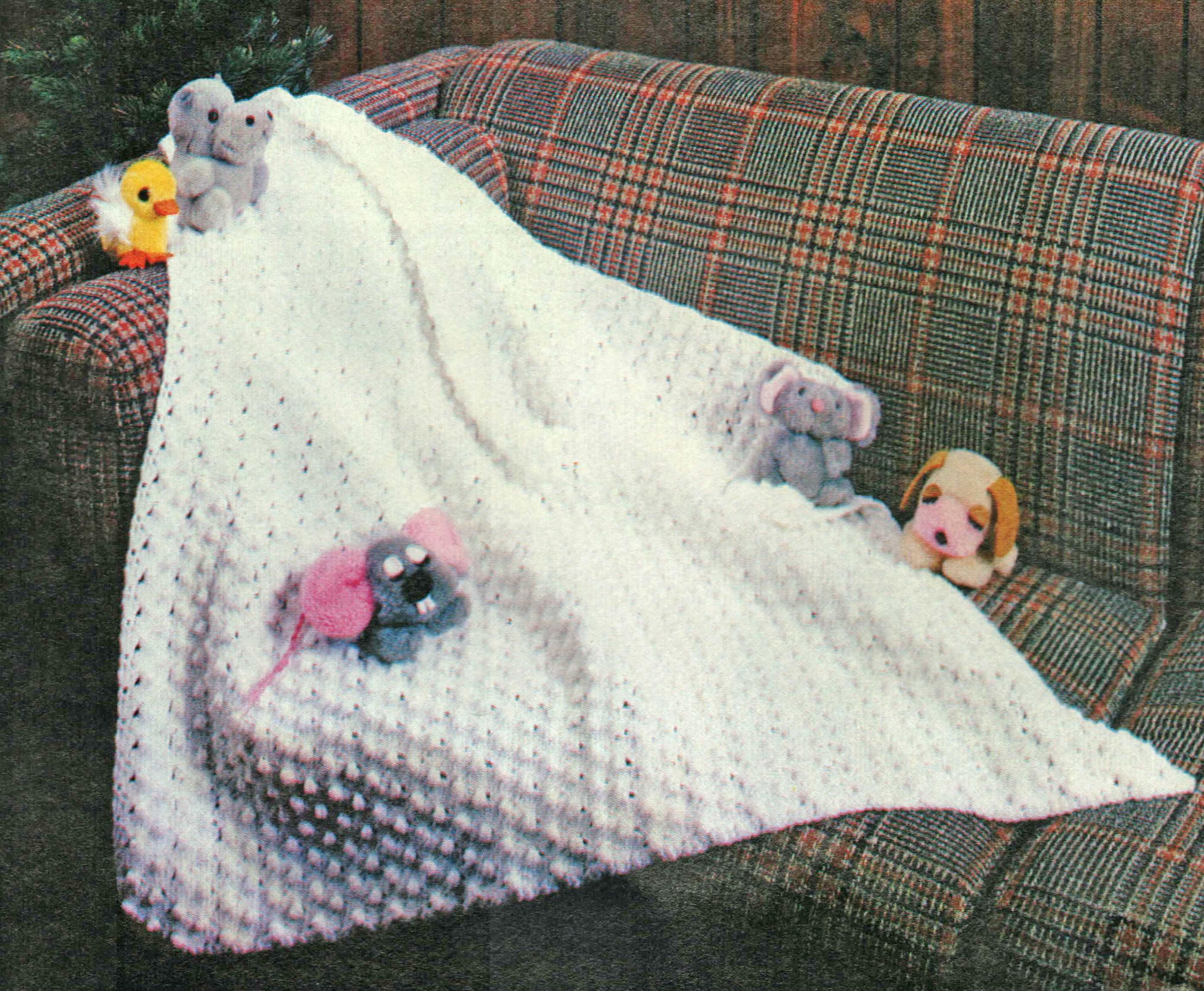 Baby Blanket Crochet Pattern, Popcorn Stitch Baby Christening