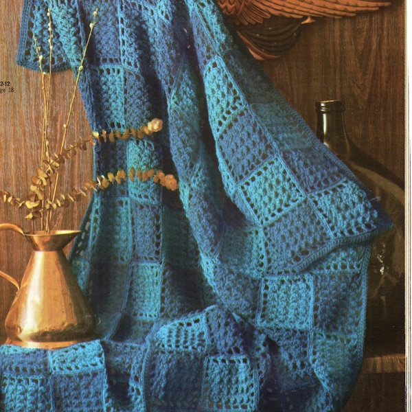 Afghan Crochet Pattern, Two Tone Block Crochet Afghan Pattern, Motif Crochet, PDF INSTANT Download Pattern (1039)