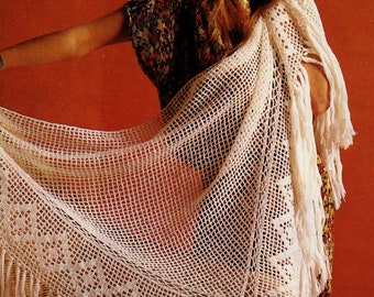 Shawl Crochet Pattern / Filet Crochet Pattern / 4 Ply Summer Crochet Pattern / INSTANT Download Pattern in PDF (1614)