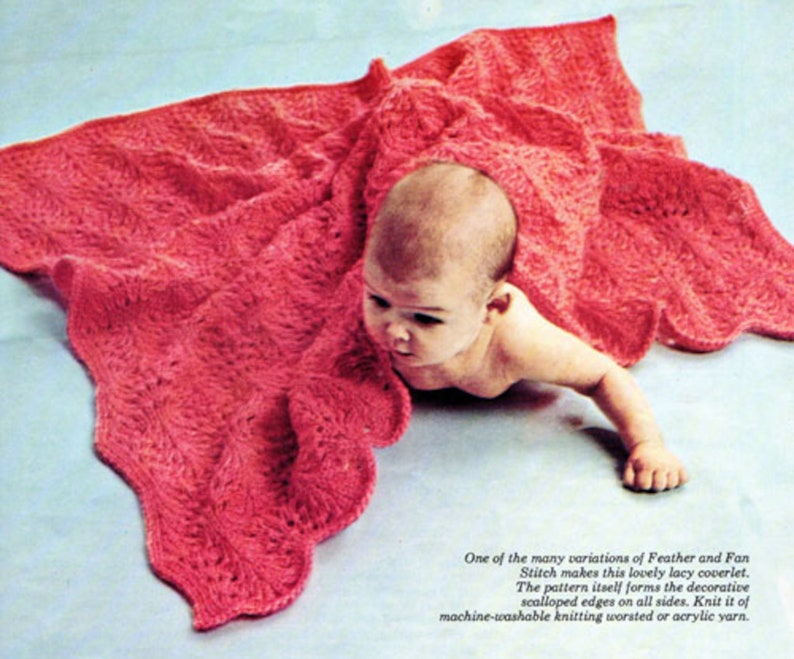 Baby Knitting Pattern, EASY Lacy Baby Blanket Knitting Pattern, Baby Coverlet Pattern, Baby Shower Gift, INSTANT Download Pattern PDF 2304 image 1