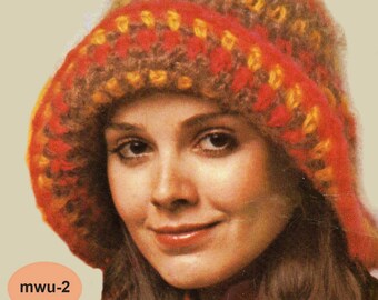 Crochet Pattern, Womens Crochet Hat Pattern, Brimmed Hat Crochet Pattern. Christmas Gift Idea, INSTANT Download Pattern PDF (1501 MWU-2)