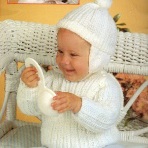 Baby Boy Knitting Pattern, Baby Sweater Knitting Pattern, with Baby Hat & Booties, Ribbed Knit Pattern, INSTANT Download Pattern PDF (2326)