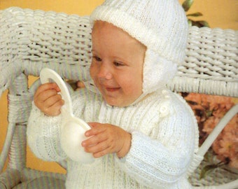 Baby Boy Knitting Pattern, Baby Sweater Knitting Pattern, with Baby Hat & Booties, Ribbed Knit Pattern, INSTANT Download Pattern PDF (2326)