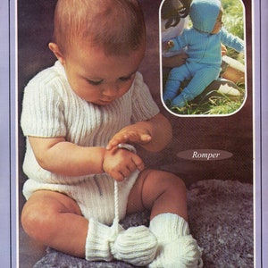 Baby Boy Knitting Pattern, Baby Romper Knitting Pattern with Hat, Booties, Snowsuit, Ribbed Knit Pattern INSTANT Download Pattern PDF (2303)