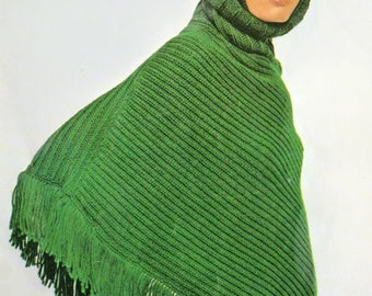 Knitting Pattern, Hooded Poncho Knitting Pattern, INSTANT Download Pattern PDF (2602)