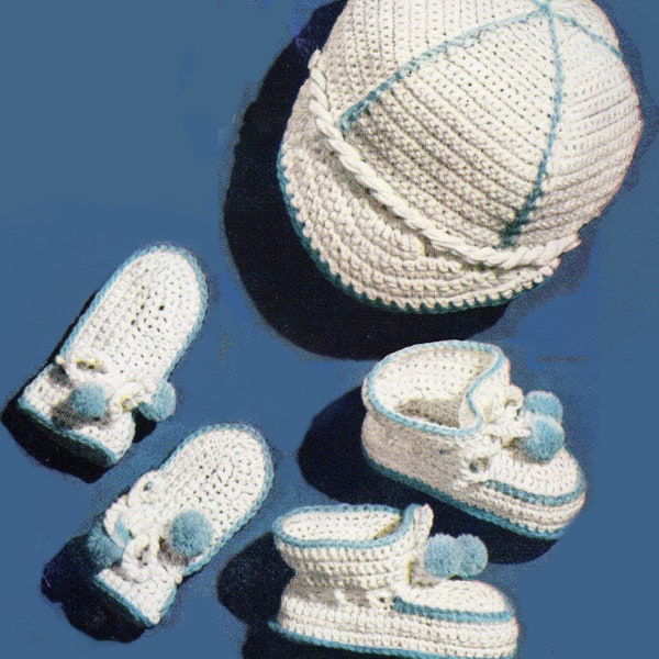 Baby Crochet Pattern, Crochet Baby Hat Pattern, Baby Booties Pattern & Baby Mittens Pattern, INSTANT Download Pattern PDF (1327)