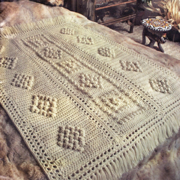 Afghan Crochet Pattern, Bulky Popcorn Crochet Afghan Pattern, Bridal Shower Gift idea, INSTANT Download Pattern PDF (1001)
