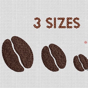 Embroidery Design Coffee Bean Machine Embroidery Coffee Bean Digital Pattern 3 Sizes Instant Download 4x4 DST EXP Pes Hus Vip XXX VP3