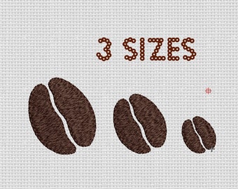 Embroidery Design Coffee Bean Machine Embroidery Coffee Bean Digital Pattern 3 Sizes Instant Download 4x4 DST EXP Pes Hus Vip XXX VP3
