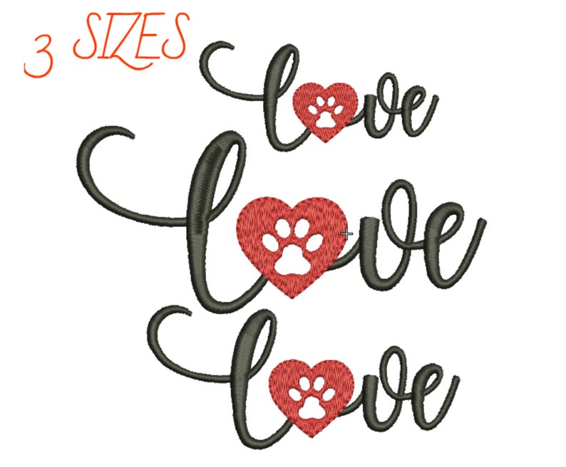Paw print embroidery designs love dog machine embroidery  etsy Paw print embroidery designs love dog machine embroidery  etsy