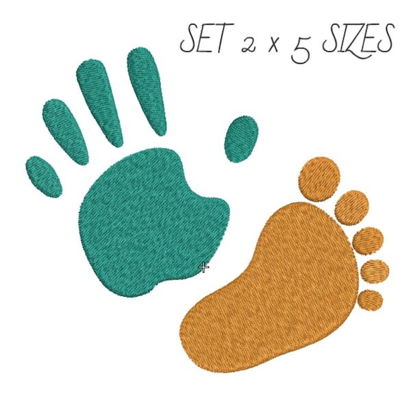 Set Foot print Machine Embroidery Designs Hand print Baby Foot print Embroidery Design Handprint Pattern INSTANT DOWNLOAD 4x4 Stickdatei