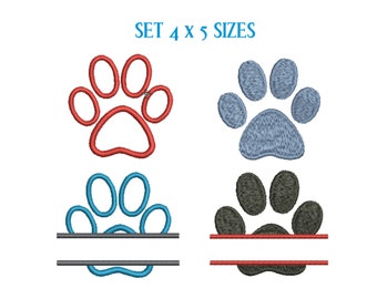 Paw Print Embroidery Design Dog Paw SET Animal Machine Embroidery Designs Paw print Split Pattern INSTANT DOWNLOAD Stickdatei Abdruk Hund