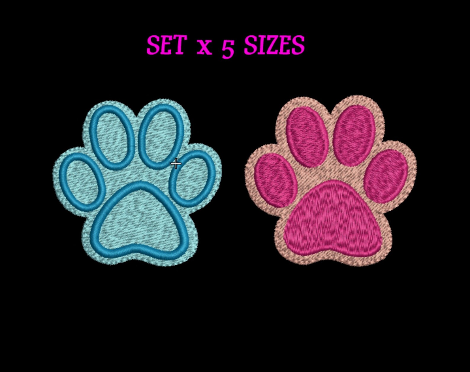 SET Paw Print Embroidery Design Dog Paw Print Machine Etsy