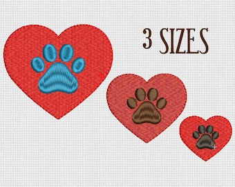 Me encanta el diseño de bordado de perros Diseños de bordado de máquina de mascotas impresión de pata Descarga instantánea - Impresión de pata de corazón de amor 4x4 en 5x7 en Stickdatei