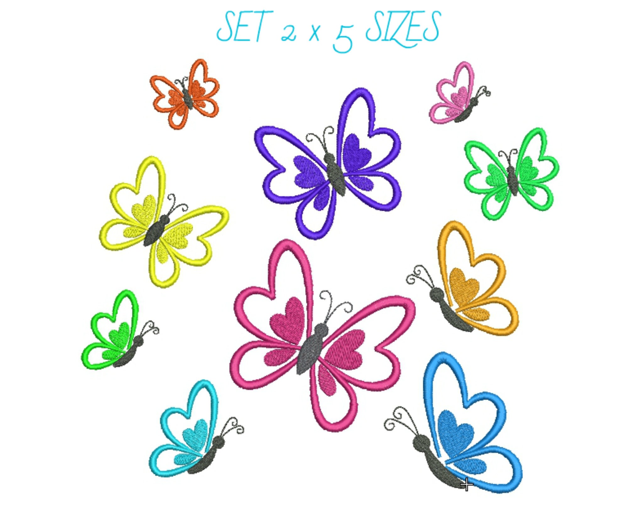 Butterfly Embroidery Design Butterflies Set Embroidery Designs | Etsy