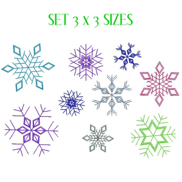 SET Fiocchi di neve Ricamo design Fiocco di neve Macchina Ricamo disegni Fiocchi di neve invernali Modello INSTANT DOWNLOAD Stickdatei Schneeflocke