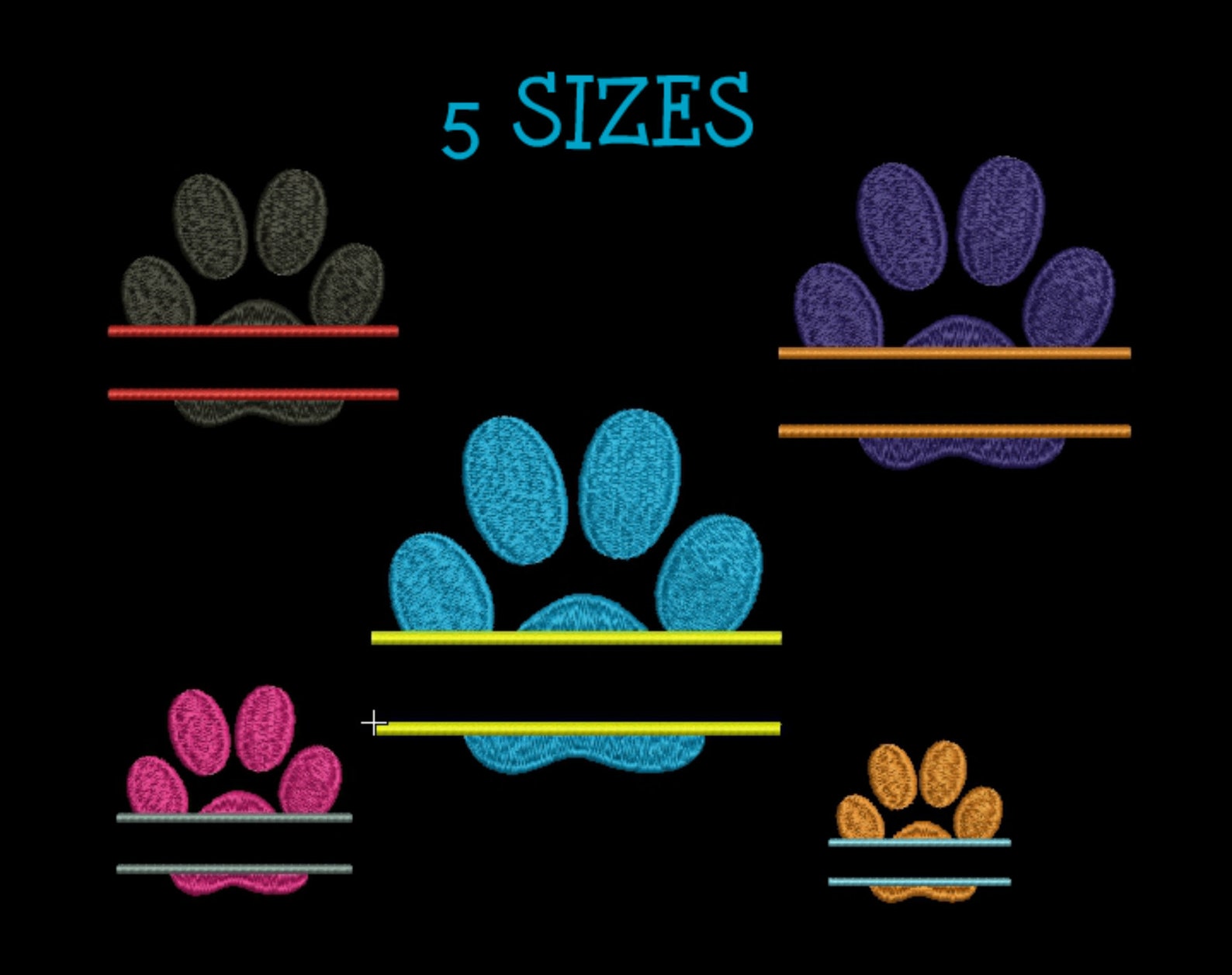 Split Paw Print Embroidery Design Dog Paw Print Machine Etsy